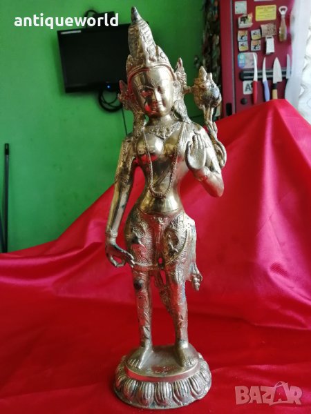 Голяма Бронзова  Индуиска Статуя Богиня ПАРВАТИ, снимка 1