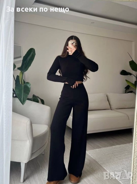 Дамски Плетен Комплект - Черно Или Кафяво Код BS-66, снимка 1