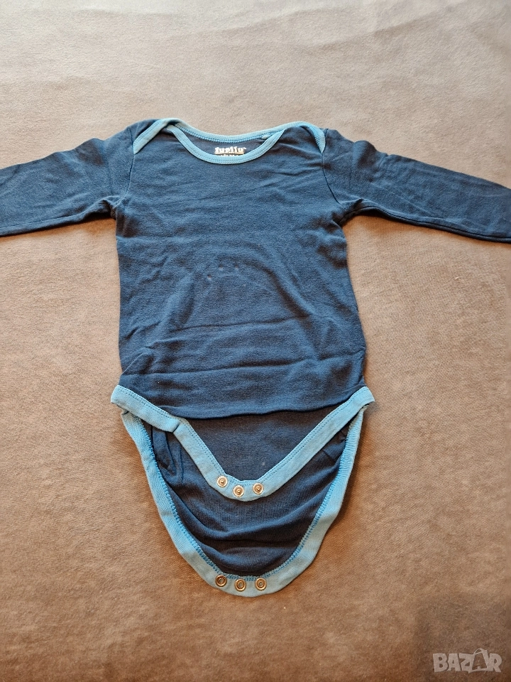 1-2г 92см Боди с дълъг ръкав, памук, синьо, без следи от употреба , снимка 1