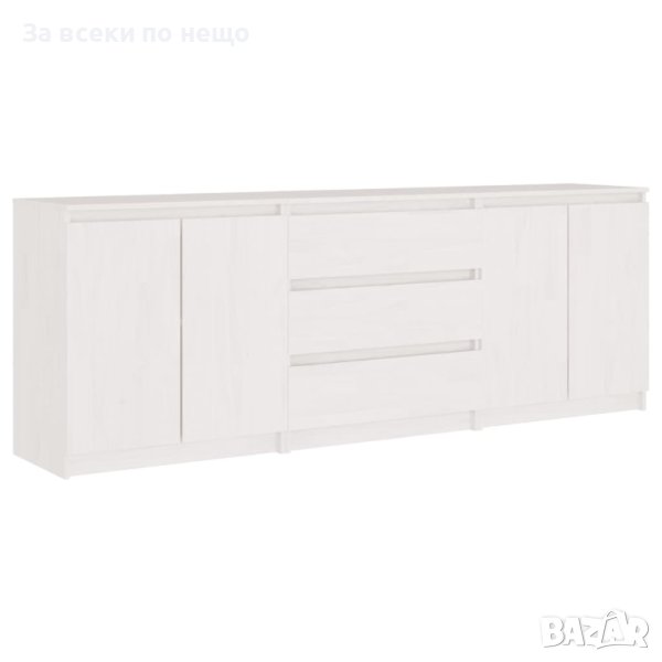 Странично шкафче, бяло, 180x36x65 см, бор масив, снимка 1