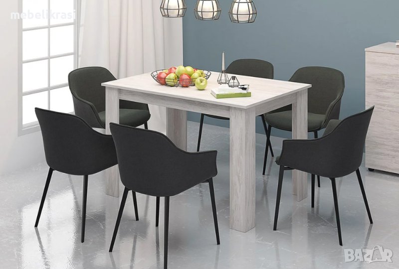 Трапезна маса Тера 120/80/74 см, правоъгълна, пдч, дъб бланко, снимка 1