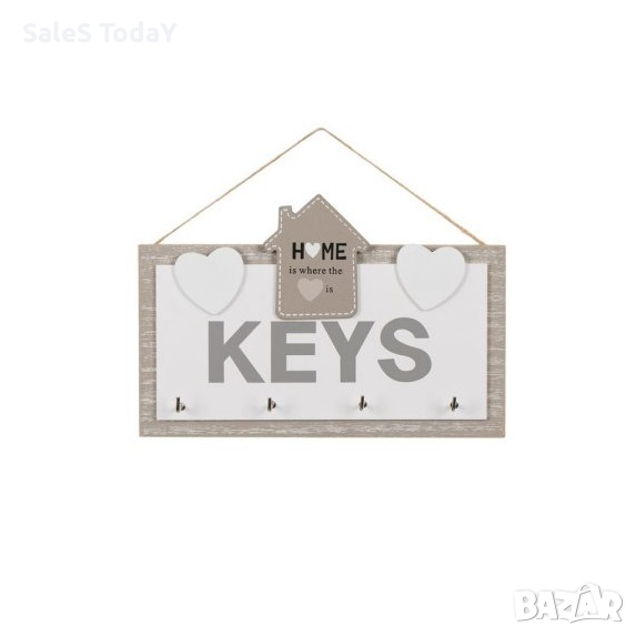 Стойка за ключове, Дървена поставка за ключове, 21x6x26 cm, снимка 1