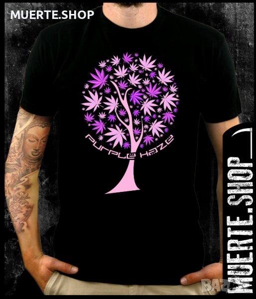 Черна тениска с щампа PURPLE HAZE, снимка 1