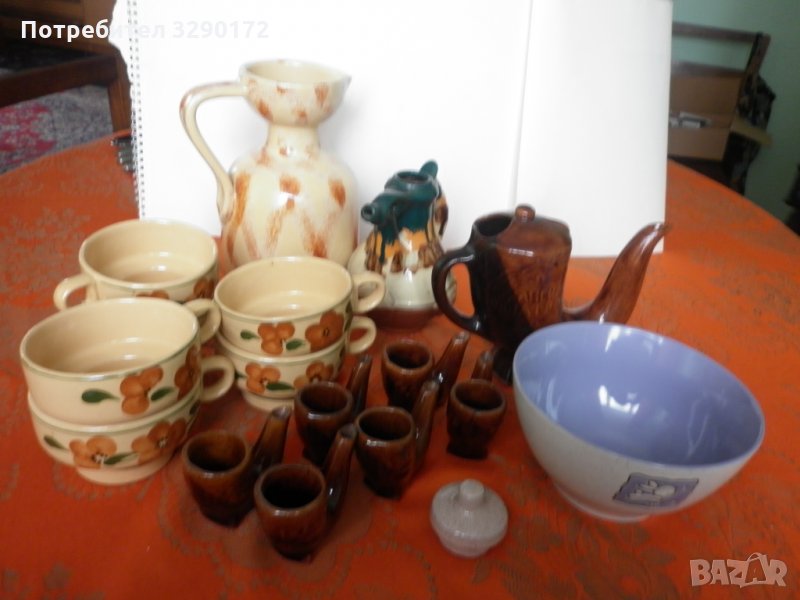 Български керамика - кана за вино, чаши, сервиз за ракия и др., снимка 1