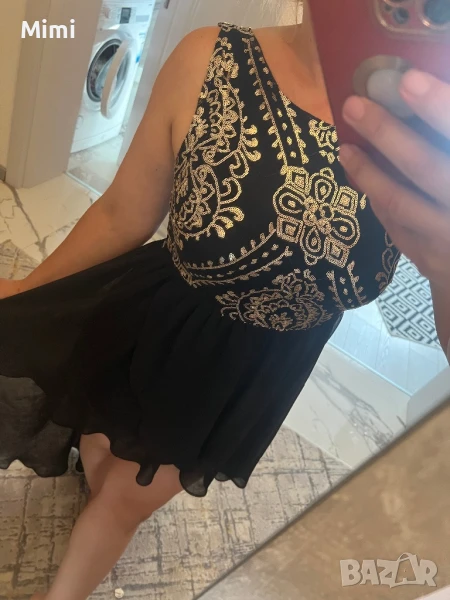 Рокля с пайети и шифон М, снимка 1