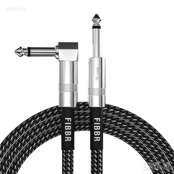 FIBBR кабел за китара 1.8M, кабел под прав ъгъл 1/4 инча, снимка 1