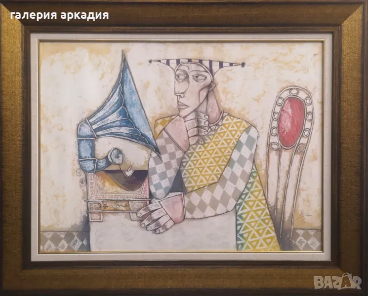 Кръстьо Тодоров-Кеца /1959-2022/-картина "Арлекин", 69х85 см., снимка 1