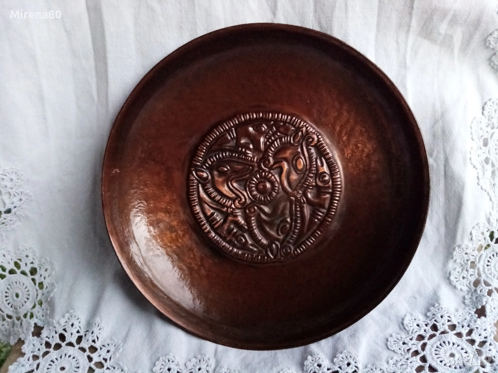 Стара медна чиния, снимка 1