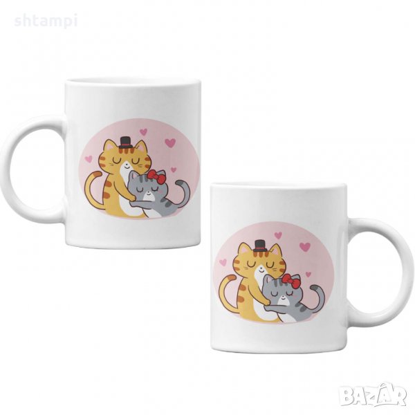 Комплект чаши за влюбени Cats Love 1, снимка 1