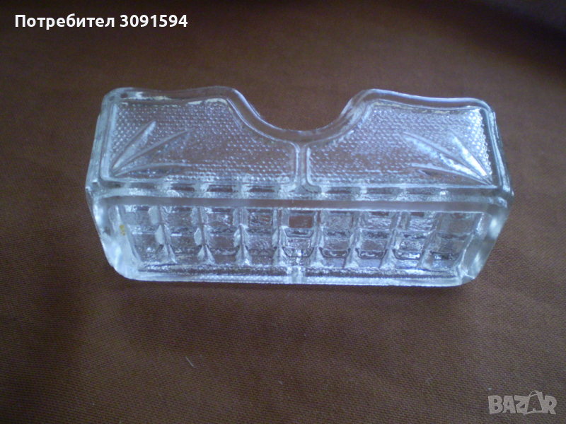 Арт Деко  поставка за клечки за зъби стъкло, снимка 1