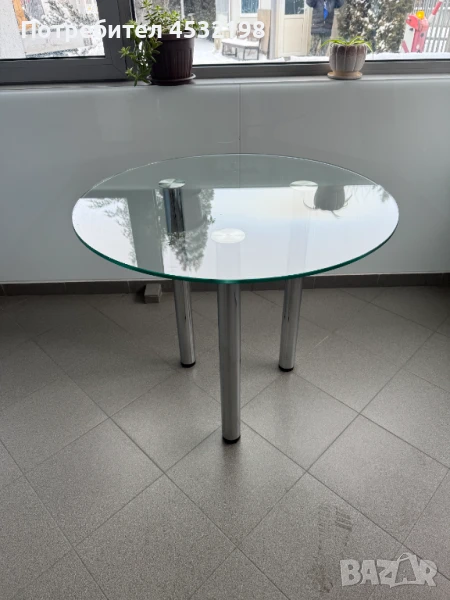 Стъклена кръгла маса, снимка 1
