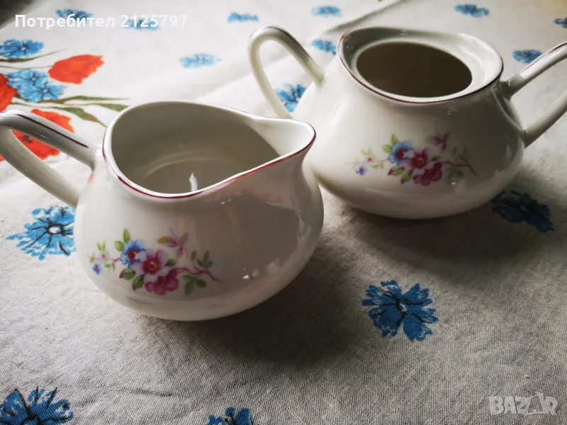 Лот порцеланови латиера (каничка) и захарница, снимка 1