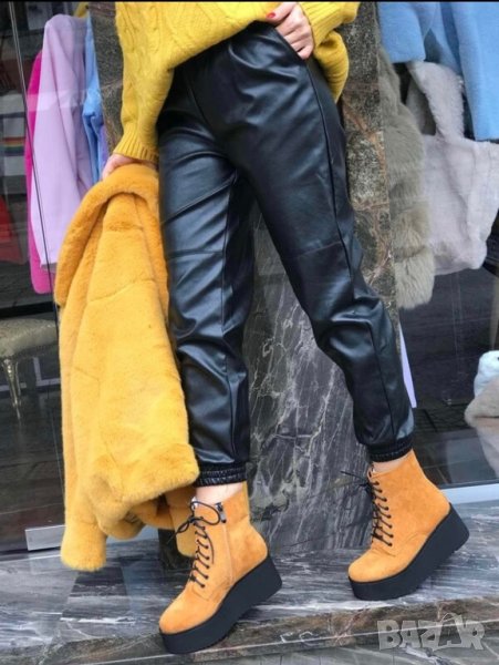 Кожен ватиран панталон наличен в тъмно синьо !, снимка 1