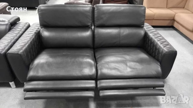 Черен комплект кожени дивани тройка и двойка "Tolouse", снимка 6 - Дивани и мека мебел - 40284623