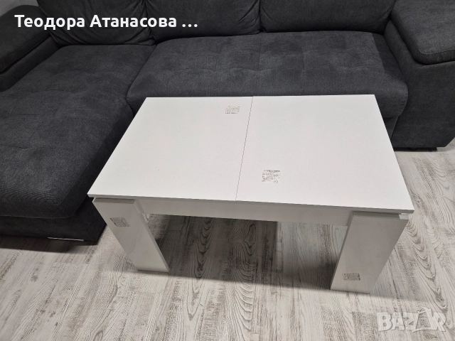 Разтегателна холна маса, бял гланц. , снимка 3 - Маси - 52931511