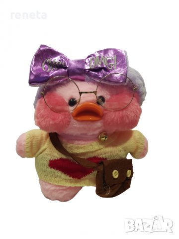 Играчка Lalafanfan, Пате, Плюшена,  Лилава лента, снимка 1