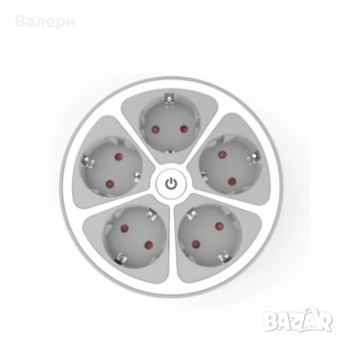 Кръгъл разклонител Muhler с ключ 5 гнезда, 1,5 метра, снимка 3 - Друга електроника - 53201166