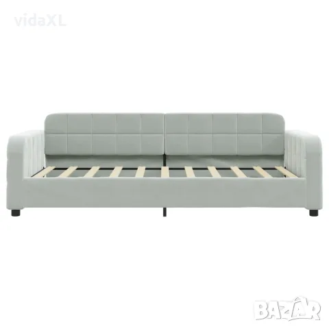 vidaXL Канапе с матрак, светлосиво, 90x190 см, кадифе, снимка 4 - Спални и легла - 56146781