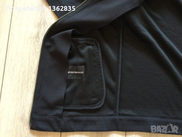 НОВ оригинален черен суичър яке EMPORIO ARMANI размер 54 / XL от Италия, снимка 10 - Суичъри - 52850611