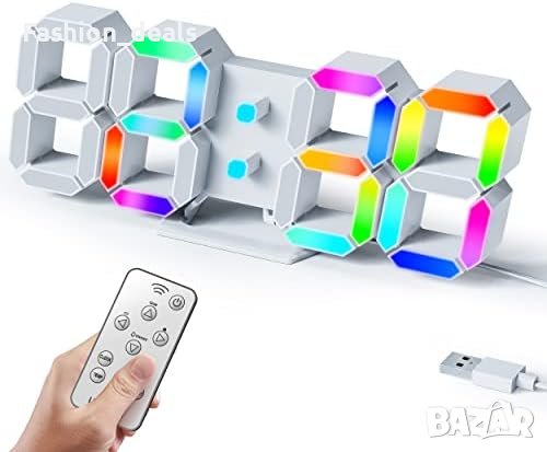 Нов 10 инчов Многоцветен 3D LED будилник дистанционно управление, автоматична яркост, снимка 1 - Други стоки за дома - 42310888