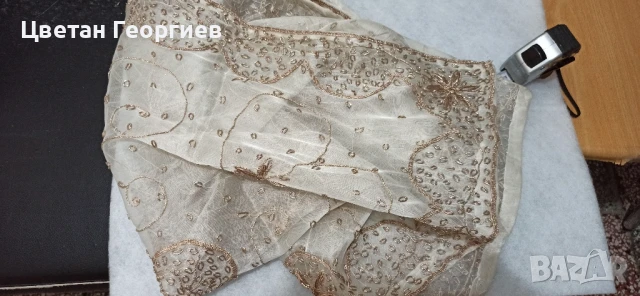 копринена покривка с посребрена ламе, снимка 4 - Антикварни и старинни предмети - 50998951