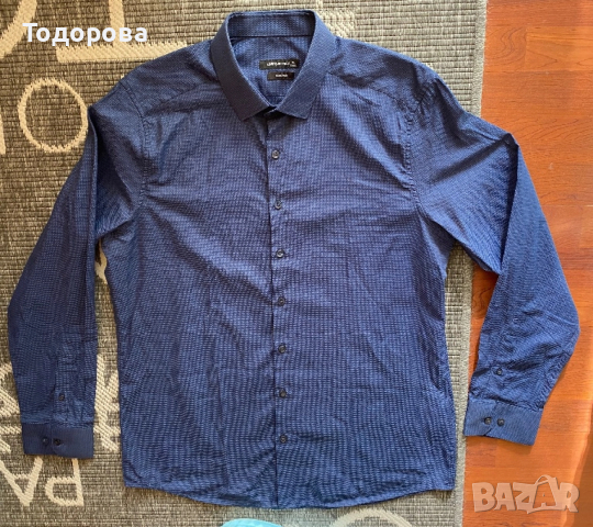 Тъмносиня риза LCW slim , снимка 2 - Ризи - 52625324