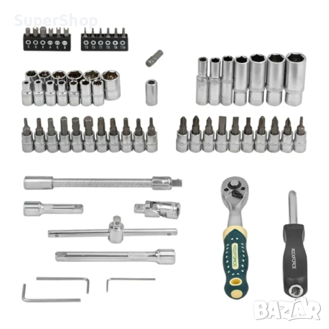 Професионален Комплект Гедоре 66 части 1/4" ROCKFORCE битове и вложки, снимка 5 - Гедорета - 52374527