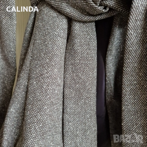 Дизайнерско сако с колан кафяв меланж, снимка 6 - Сака - 52188709