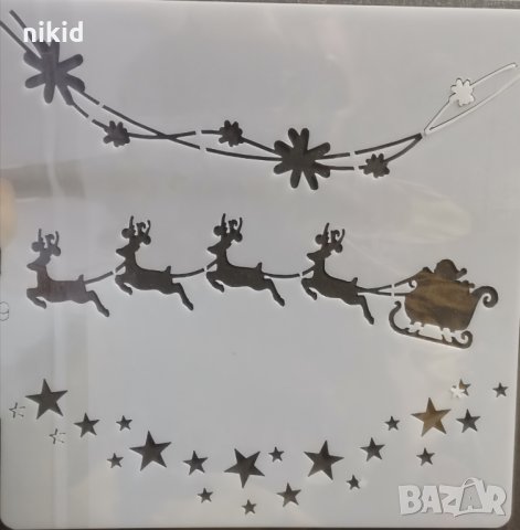 Елени елен със шейна Merry Christmas стенсил шаблон за спрей за торта украса Scrapbooking, снимка 2 - Други - 35813225