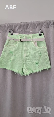 Зелени дънкови къси панталонки, снимка 1
