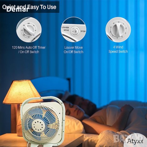 Преносим 10-инчов вентилатор ATYXX, снимка 3 - Вентилатори - 41066810