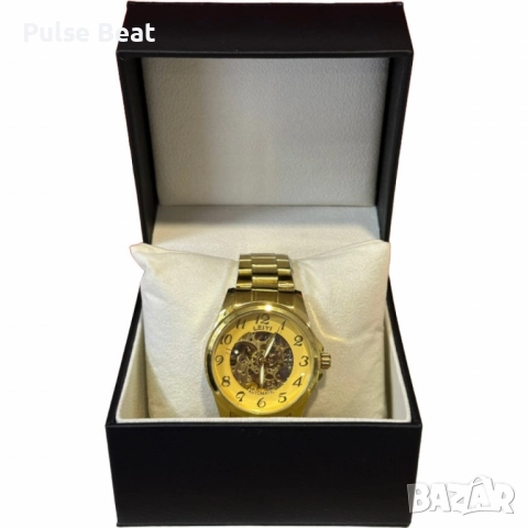 Луксозен златен автоматичен мъжки часовник LEIYI, снимка 2 - Мъжки - 52055581