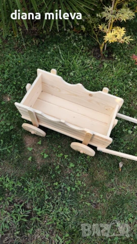 Дървена Каручка за градината!!, снимка 5 - Градински мебели, декорация  - 51132618