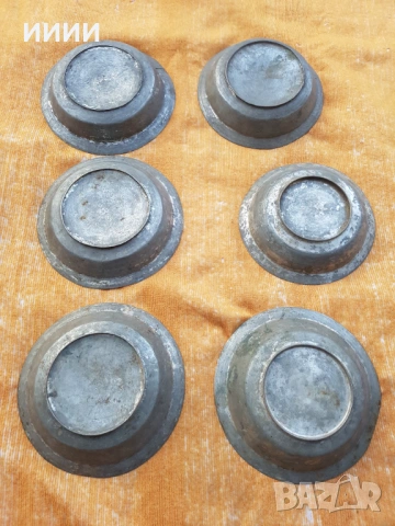 Бакърена чиния 6 бр, снимка 2 - Антикварни и старинни предмети - 53845199