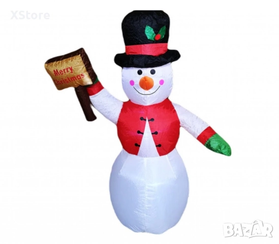 Снежен човек,надуваем,LED светлини,многоцветен, снимка 3 - Декорация за дома - 52441608