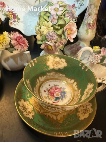 Crown Staffordshire England - Circa 1930 Pattern A 13460 - невероятно красив английски двоен сет, снимка 6 - Антикварни и старинни предмети - 52676302