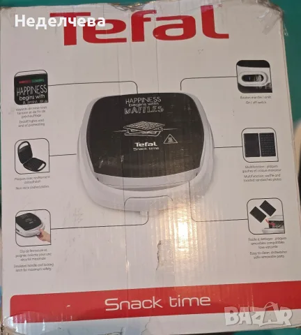 Гофретник и сандвич-мейкър Tefal Snack Time Happiness SW341112 (700W) , снимка 10 - Тостери - 55894288