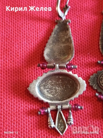 Колекционерски сребърни обеци ГРАНАТ,ОНИКС ЯПОНСКИ СТИЛ ювелирна изработка 50808, снимка 8 - Обеци - 53015406