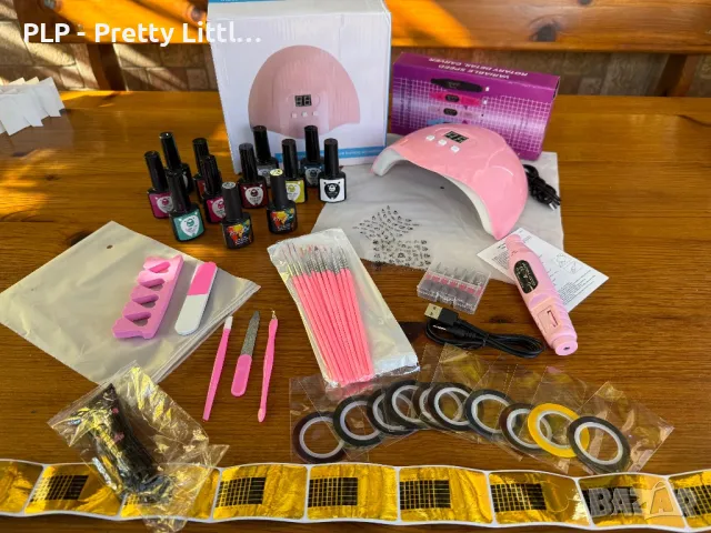 Комплект за маникюр гел лак електрическа пила печка лампа uv/led, снимка 3 - Продукти за маникюр - 48602458