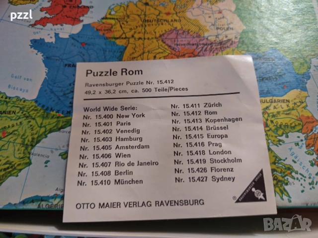 Пъзел "Map Europe” Ravensburger 1969г. 500 части, снимка 3 - Пъзели - 53699205