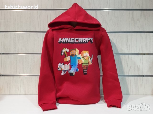 Нов детски суичър с дигитален печат MINECRAFT (Майнкрафт) в червен цвят, снимка 5 - Детски анцузи и суичери - 39094856
