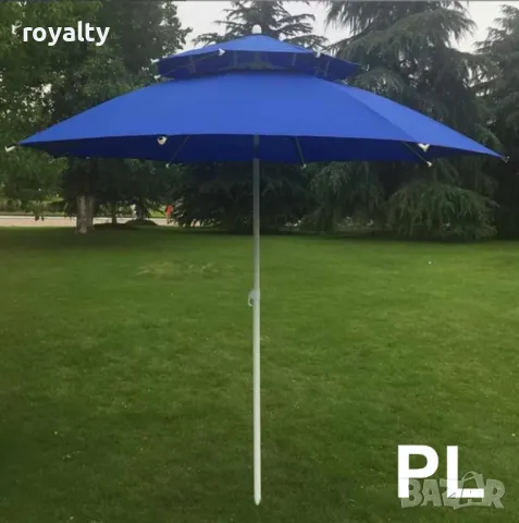 Градински чадър с UV защита с ветроустойчива клапа и двоен покрив – 220/220 см, снимка 9 - Градински мебели, декорация  - 50394371