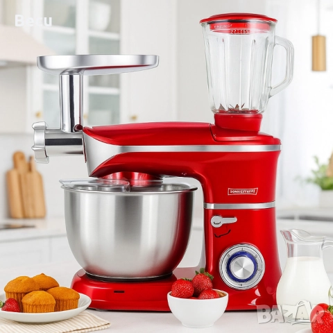 Кухненски робот 3 в 1 Royalty Line RL-PKM1900.7BG - 1900W, 6.5L купа, 1.5L блендер, снимка 1