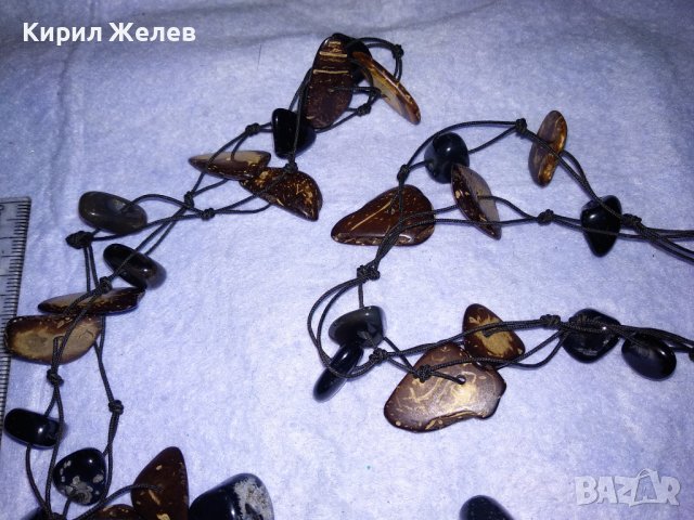ШАРМАНТНО ХЕНД МЕЙД ВЕЧЕРНО ЛЯТНО АРТ КОЛИЕ ОГЪРЛИЦА от КОКОС и ЧЕРЕН ОНИКС 56541, снимка 8 - Колиета, медальони, синджири - 41761565