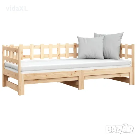 vidaXL Разтегателно дневно легло, 2x(90x200) см, борово дърво масив, снимка 6 - Спални и легла - 56148418