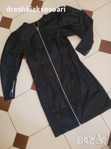 Черно дълго палто рокля, снимка 1 - Палта, манта - 41815600