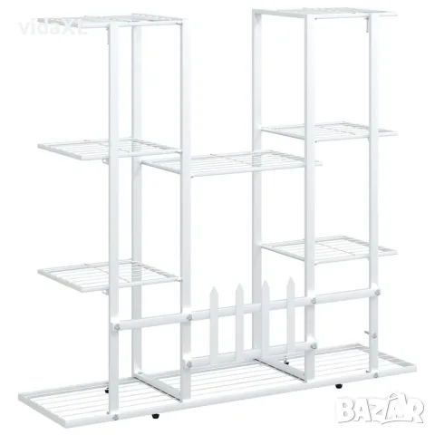 vidaXL Стойка за цветя, 94,5x25x89 см, бяла, желязо, снимка 7 - Саксии и кашпи - 56147169