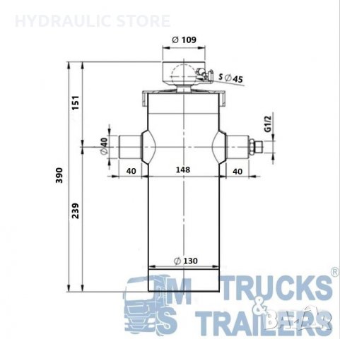 ХИДРАВЛИЧЕН ЦИЛИНДЪР HYPACO 105 5 1050, снимка 2 - Части - 40153397