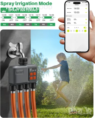 Johgee WiFi поливен таймер с 4 изхода и RF 300 м, снимка 6 - Напояване - 55752906