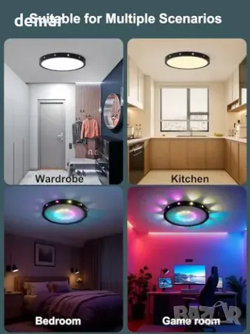 Смарт LED таванна лампа RGB с промяна на цветовете, 24W, 30 см, управление с Alexa/Google, снимка 5 - Смарт домашни устройства (Smart Home) - 55849760